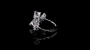 Anillo Abierto con Diamante Cultivado en Laboratorio con Corte Marquesa en Oro Blanco |   Anillo de cóctel con diseño floral en forma de racimo - Product Image 3