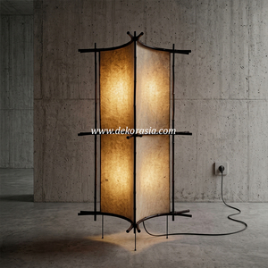 Lámpara de Pie Moderna Lantari con Bambú Cendani y Papel de Plátano, Control Táctil, Luz Cálida para Decoración de Interiores del Hogar - Product Image 6