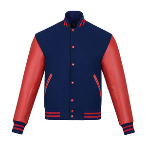 Chaquetas Varsity para Hombre, Chaqueta Universitaria de Béisbol con Letras Bordadas, Transpirable, con Parches, Logotipo Personalizado, Mangas de Cuero Completas - Product Image 1