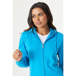 Custom Logo <b>Women</b> <b>Blue</b> Zip <b>Hoodie</b> Heavyweight Casual Activewear Drawstring Top - Product Image 6