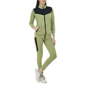 High Quality <b>Women</b> 2 Piece Set Sportswear Custom Logo Slim Fit Tracksuit Ladies Cotton Zipper Jacket Jogger Activewear Outfit - Product Image 2