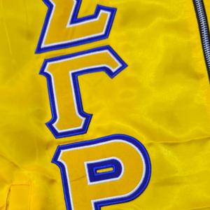 Top Selling Sorority Sigma Gamma Rho Zip Up Applique Embroidery Patches <b>Work</b> Silk Satin Divine Nine Organization Bomber Jackets - Product Image 5