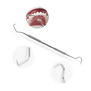 Instruments chirurgicaux dentaires professionnels manuels en acier inoxydable, kit de détartrage, outils buccaux, poignée moletée argentée, Classe I - Product Image 1