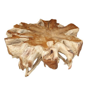 Mesa de Centro Moderna Dhifa de Lujo, Ecológica, de Raíz de Teca Orgánica, Única, al por Mayor, Mueble para el Hogar de Madera Maciza con Borde Natural Antiguo - Product Image 1