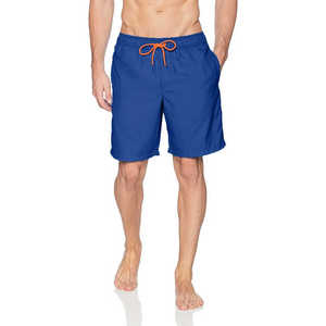 Shorts de Baño Unisex Azules Sólidos con Cintura Elástica Naranja, Secado Rápido, Estilo Vintage, Impermeables, Ecológicos, Casuales, Cintura Media, Tejidos - Product Image 2