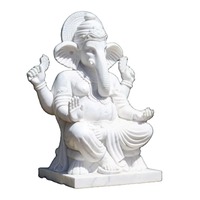 Esculturas de Ganesha en Mármol Puro Hechas a Mano, Acabado Pulido, para Mesa, Estante, Repisa, Templo, Decoración