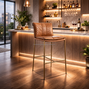 Chaise de comptoir moderne avec hauteur réglable et structure métallique robuste, dotée d'un siège rembourré confortable pour cuisine ou bar - Product Image 2