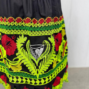 Custom Traditional Embroidered <b>Skirt</b> Ethnic High Waist Floral Maxi <b>Skirt</b> Ribbon Trim Pacific Islander Cultural Dance <b>Skirts</b> Sale - Product Image 6