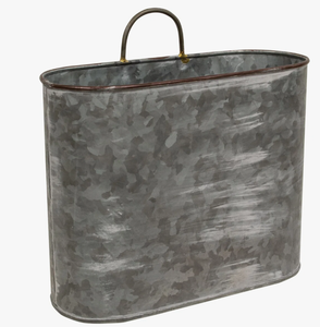 Set Of 3 Galvanized Metal Oval Wall Planters Farmhouse Style Indoor Outdoor Hanging Half Bucket Decoration In Affordable Price - Product Image 4