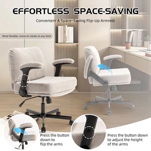 Sedia da Ufficio Criss Cross con Braccioli Ribaltabili, Tessuto Confortevole, Seduta Larga Regolabile e Cuscino Spesso, Ruote Incluse - Product Image 6