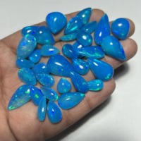 Ópalo Welo Natural Genuino, Corte Pera, Calidad Súper Fina, Multicolor, con Destello Azul Pryba, Tratado con Humo, Gemas Hasnain para Joyería