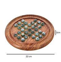 Plateau de jeu Solitaire en bois classique avec billes de verre Puzzle circulaire artisanal de qualité supérieure pour l'entraînement cérébral et le plaisir de table