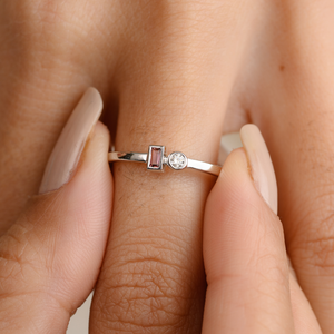 14K Solid Gold Baguette Tourmaline and Diamond Eternity <b>Ring</b> <b>Resizable</b> - Product Image 1