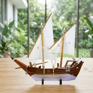 โมเดลเรือใบไม้ทำมือ ของตกแต่งเรือเดินสมุทร สำหรับตกแต่งบ้าน สำนักงาน โต๊ะทำงาน ของขวัญตกแต่งสไตล์ชายฝั่ง - Product Image 6