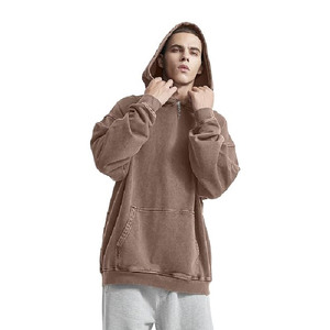 Factory Wholesale Custom 100% Cotton Acid Wash Pullover Hoodie Unisex Oversized Vintage <b>Brown</b> <b>Fleece</b> 300g Kangaroo Pocket - Product Image 4