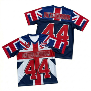 เสื้อบาสเก็ตบอลสหราชอาณาจักร คอวี แขนสั้น ผ้าตาข่ายโพลีเอสเตอร์พิมพ์ลายแบบซับลิเมชั่น สำหรับผู้ใหญ่ ใส่ได้ทุกเพศ ระบายอากาศได้ดี ใช้ได้ทุกฤดู - Product Image 1