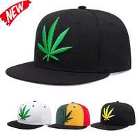 Gorra Snapback Rasta Color Block con Hoja de Cannabis Bordada, Unisex, Estilo Hip Hop, Casual, Primavera Verano, 56-58CM