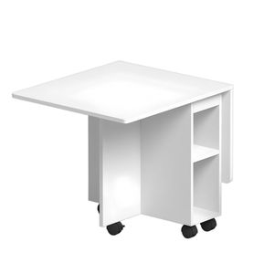 Set Tavolo da Pranzo Pieghevole in Legno di Quercia con Piano Ribaltabile per 4 Persone, 120 cm, Salvaspazio, con 4 Sedie e 6 Ruote per lo Stoccaggio - Product Image 4