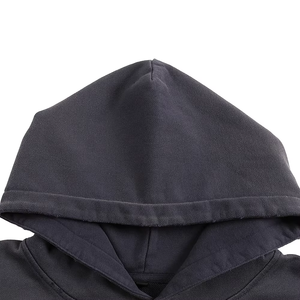 Sudadera con Capucha para Hombre 2026 de Alta Calidad, Doble Capa, Lavado Ácido, Efecto Desgastado, Estampado Vintage, 100% Algodón, Invierno, Teñido Liso, Sin Cordones - Product Image 3