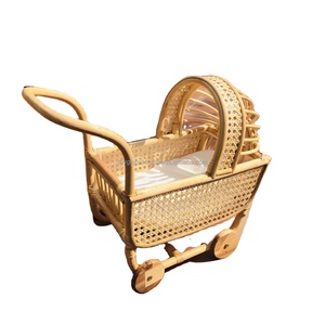 รถเข็นเด็กทารกแบบแฮนเมด,รถเข็นเด็กรถเข็นตุ๊กตาหวายรถเข็นเด็ก - Product Image 1