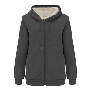 Sudadera con capucha de forro polar Sherpa para mujer, diseño OEM personalizado, estilo otoñal para adolescentes, suéter afelpado de alta calidad con media cremallera, chaqueta de forro polar Sherpa - Product Image 2