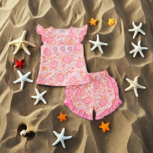 ชุดว่ายน้ำสองชิ้นสีชมพูน่ารักสำหรับเด็กผู้หญิงพร้อมโบว์ปักสำหรับการเดินทางชายหาดสนุกหรือเรียนว่ายน้ำริมสระน้ำ - Product Image 3