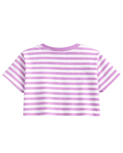 Ensemble crop top et short rayé blanc lavande personnalisé pour femme – Tenue décontractée d'été deux pièces avec taille élastique – Vêtements de détente et streetwear - Product Image 5