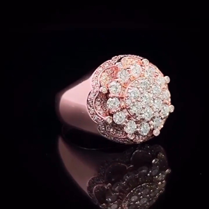 Bague Iced Out motif grappe de fleurs en argent 925 plaqué or avec diamants de laboratoire, style hip-hop pour rappeur, bijou unisexe bling-bling - Product Image 6