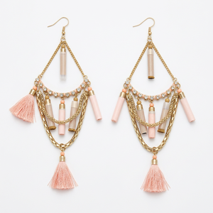Boucles d'oreilles créoles faites à la main en fer et verre, avec perles et pompons, personnalisables en gros (OEM/ODM) DECORYUG - Product Image 4
