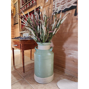 Pichet en métal galvanisé vintage, vase décoratif style ferme avec poignée pour la décoration intérieure, mariages et étagères - Product Image 6