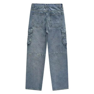 Jeans déchirés et usés pour homme, style streetwear personnalisé, coupe droite, denim, poches cargo, 100% coton, à bon prix - Product Image 4