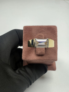 Synthetic Lab Grown Diamond <b>Emerald</b> Cut E Color IGI Certified Gold Plated <b>Rings</b> <b>Men</b> Luxury Jewelry 10k 14k 18k Gold Occasion - Product Image 1