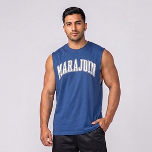 Débardeur blanc sans manches pour homme Marajdin, col rond uni, décontracté, respirant, 100 % polyester, anti-boulochage, broderie 3D - Product Image 4