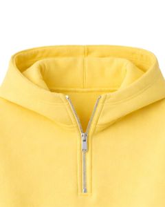 Sudadera con capucha de forro polar amarilla personalizada, con cremallera corta, bolsillo canguro, dobladillo con cordón ajustable, estilo casual urbano, cálida, para mujer - Product Image 4