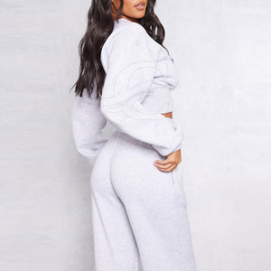 Women’s <b>Zip</b>-<b>Up</b> <b>Crop</b> Sweatshirt Lightweight Soft Pullover Long Sleeve Casual Streetwear Trendy Fashion Top - Product Image 2