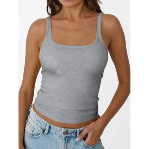 2025 FOXA, camisola de tirantes finos acanalados de verano para mujer, camisetas sin mangas Queen con espalda cruzada de entrenamiento transpirable, ropa para salir - Product Image 4