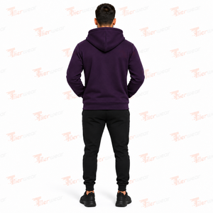 Sweat-shirt à capuche pour homme, violet, avec imprimé graphique blanc, coupe classique, décontracté, en molleton, pour l'automne - Product Image 4