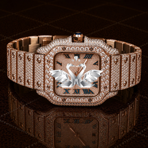 Men's Classic Fashion Full Moissanite Rubber Analog Luxury Iced Out Bracelet Watch - Product Image 1