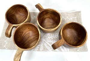 Tasse à boisson en bois d'acacia naturel avec poignée, style classique, tasse à thé/café 100/150 ml, passe au lave-vaisselle, écologique, par CRAFTSY HOME - Product Image 2