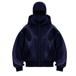 Sudadera con capucha y cremallera estilo urbano personalizada, 100% algodón, tela suave, con pasamontañas, para uso cómodo unisex, nuevo diseño 2026 - Product Image 5
