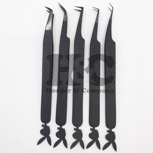 Pince à épiler professionnelle anti-magnétique de haute qualité, emballage en boîte, logo personnalisé, pince à cils en acier inoxydable à pointe bleue - Product Image 5