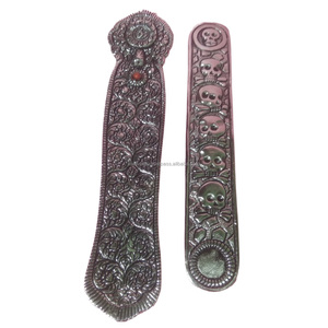 Brûleur d'encens et récupérateur de cendres en aluminium au design unique, finition antique, décoration d'intérieur, brûleur en résine, support pour bâtonnets d'encens - Product Image 1