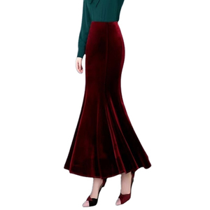 <b>Women</b> High Waist <b>Black</b> Fleece Lined Mermaid Floor Length Trumpet Maxi <b>Skirt</b> Stretchy Polyester Elegant Solid Autumn - Product Image 3