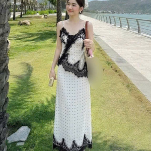 ชุดเซ็ตสองชิ้นแฟชั่นสำหรับผู้หญิง ชุดกระโปรงผ้าซาติน แขนกุด ความยาวเต็มตัว สีพื้น สไตล์ลำลอง ทรงเข้ารูป ซักได้ เป็นมิตรกับสิ่งแวดล้อม ผ้าลินิน 100% - Product Image 5