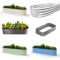 Bac à légumes surélevé en métal galvanisé robuste de 0,8 mm pour l'extérieur, pour légumes et fleurs, grand bac de jardin ovale