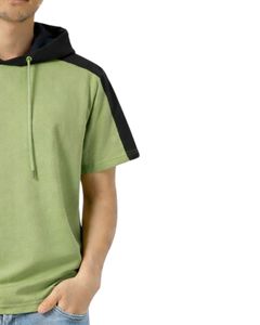 T-shirt à capuche personnalisé pour homme, manches courtes, décontracté, en coton doux, pour l'été, vert olive, noir, style streetwear - Product Image 4