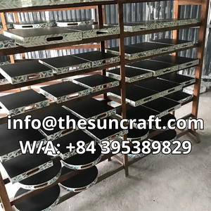 Dining Gem Mother of Pearl Inlay Serving Tray Handcrafted Sustainable Platter for Luxury <b>Tabletop</b> <b>Storage</b> - Product Image 5