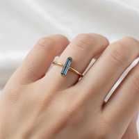 Bague pour femme vintage en argent sterling 925 plaqué or 14 carats, sertie de pierres baguette, aquamarine naturelle certifiée IGI, luxe