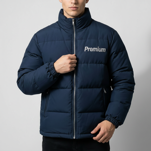<b>Men</b> Winter Quilted Puffer Coat Warm Stand Collar <b>Jacket</b> Custom Clothing Manufacturer OEM Service - Product Image 2