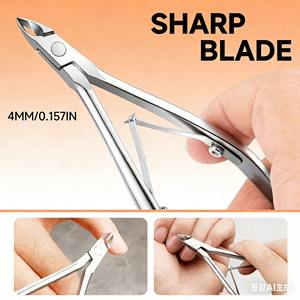 Coupe-cuticules professionnel en acier inoxydable à lame affûtée - Coupe-ongles à double ressort pour manucure et pédicure avec large ouverture de mâchoire - Product Image 6